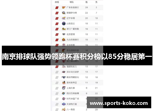 南京排球队强势领跑杯赛积分榜以85分稳居第一
